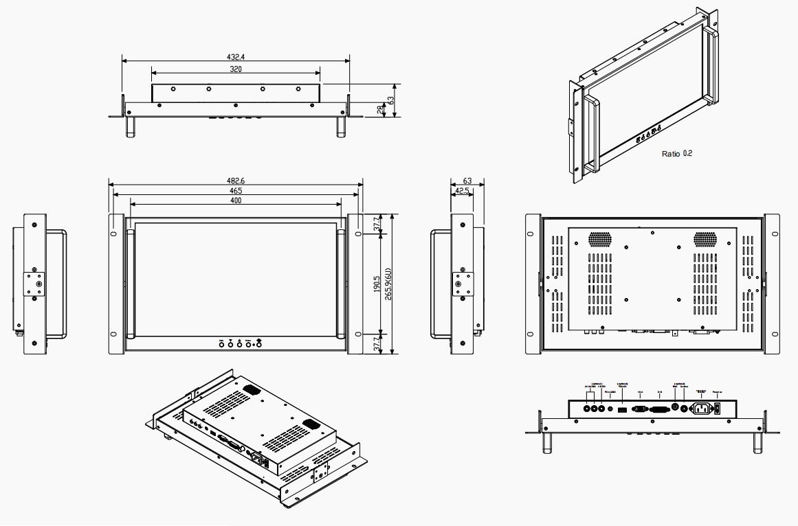 机架式17.3寸全高清屏工业显示器 机架式17.3寸全高清屏工业显示器